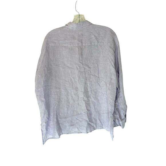 J. Jill Love Linen Purple Lagenlook Coastal Long Sleeve Blouse Size Large Petite - Picture 8 of 11